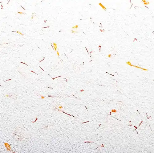 Flüssigtapete Baumwollputz Schneeweiß mit orangen Effekten