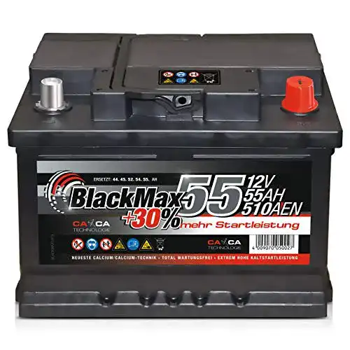 Autobatterie 55Ah Blackmax 12V 510A Starterbatterie für PKW