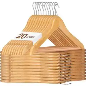 Holzkleiderbügel House Day, 20 Stück, stabil, aus Naturholz