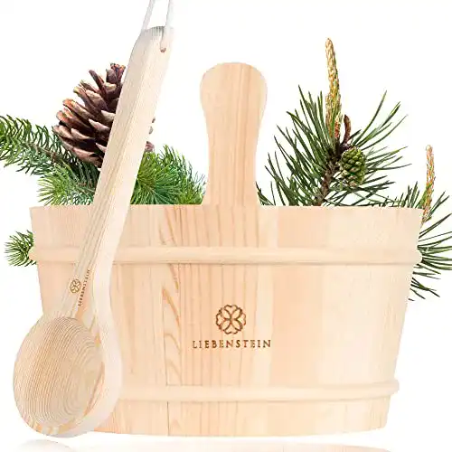 Saunakübel Liebenstein Sauna Eimer mit Kelle 4L aus Kiefernholz