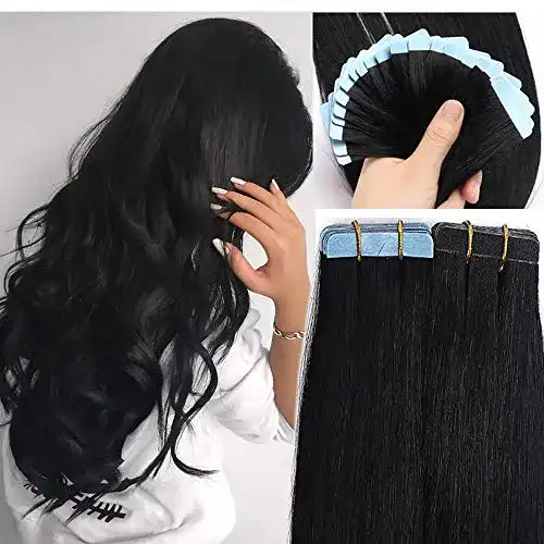 SEGO Tape Extensions aus Echthaar – 20 Stück in Schwarz