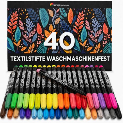 Textilstifte Zenacolor 40 – Waschmaschinenfeste Textilmarker für kreative Projekte