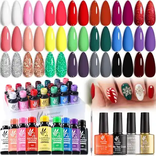 UV-Gel Nagellack Set Lavender Violets – 21 Stück Frühlingsfarben
