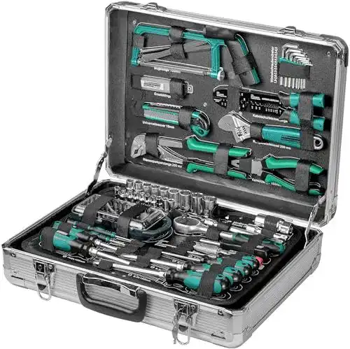 Mannesmann Werkzeugkoffer mit 124-teiligem Werkzeugsatz im Aluminiumkoffer