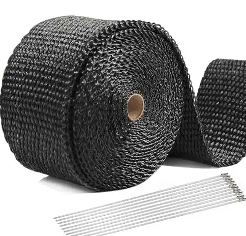 Hitzeschutzband Foneso 15M für Auspuff mit 12 Edelstahl Kabelbindern