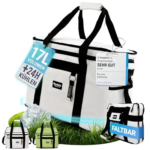 Kühltasche 15 Liter faltbar von Five Dots für bis zu 24 Stunden Kühlung