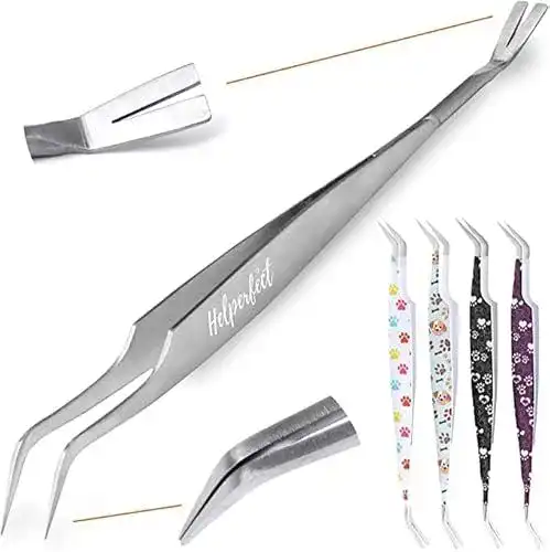 Zeckenzange Helperfect 2in1 aus Edelstahl für Tiere