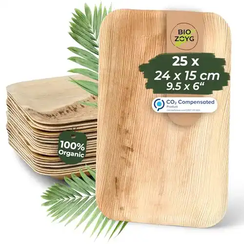 Palmblatt Teller Biozoyg Einwegteller 25 Stück 24 x 15 cm