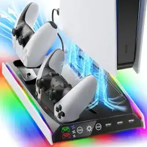 Fenolical PS5 Standfuß mit Kühllüfter für PS5, PS5 Slim und PS5 Pro