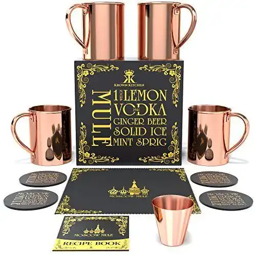 Krown Kitchen Moscow Mule Becher Set aus Kupfer 4er Set