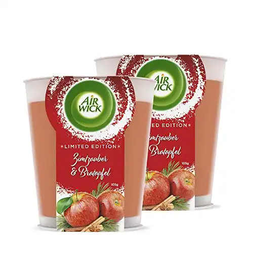 Air Wick Wohlfühl-Duftkerzen im Glas, Zimtzauber und Bratapfel, 2 x 105 g