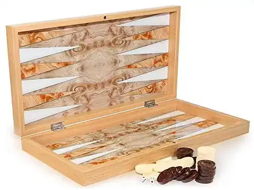 Backgammon SEMUS Luxus TAVLA Intarsien Look XXL GeoMOTIV