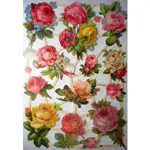Glanzbilder Blume Rose Blumenstrauß EF 7448 Oblate für Scrapbooking