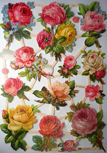 Glanzbilder Blume Rose Blumenstrauß EF 7448 Oblate für Scrapbooking