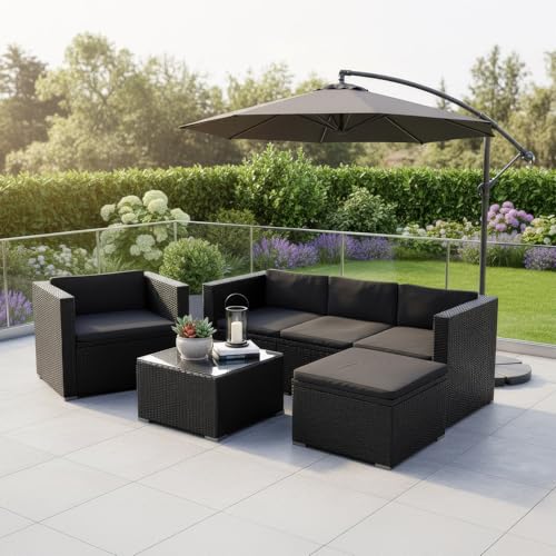 Gartenmöbel Set Juskys Polyrattan Lounge Punta Cana L für 4-5 Personen
