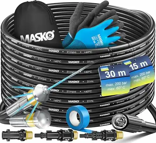 Rohrreinigungsschlauch MASKO Premium Set für Hochdruckreiniger 30m