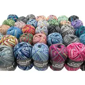 Sockenwolle Comfort Strumpfwolle 4-fach in bunten Farben – 10 x 100 g