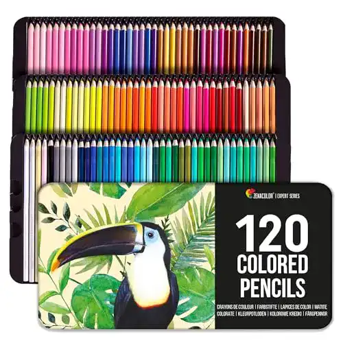Zenacolor Buntstifte Set mit 120 Farben und Metallbox