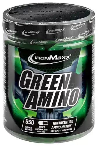 BCAA IronMaxx Green Amino Kapseln – 550 Stück, kohlenhydratarm