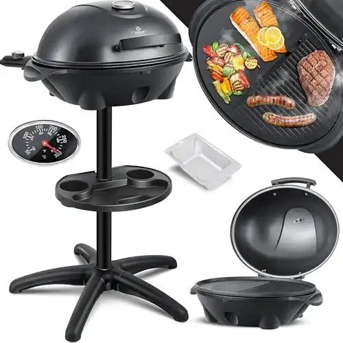 Elektro Tischgrill mit Deckel von Kesser – 2in1 Grill für drinnen und draußen