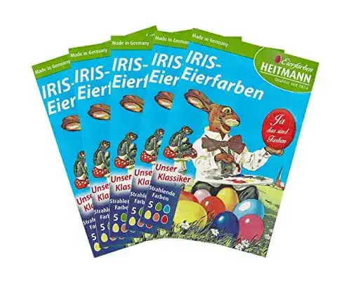 Heitmann Eierfarben 4102AMZ – Iris Färbeset für Ostereier, 5 Farben