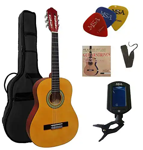Linkshänder Gitarre MSA 3/4 Konzertgitarre Set mit Zubehör