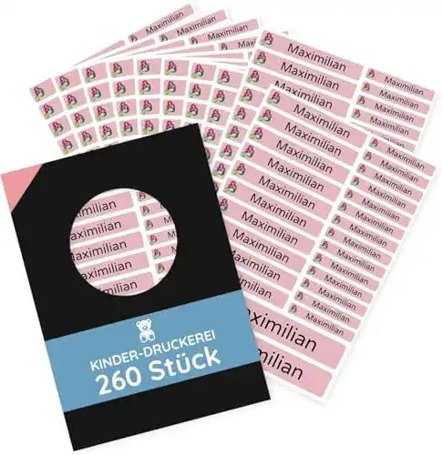 Namensaufkleber für Kleidung – 260 Stück, personalisierte Set-Bögen