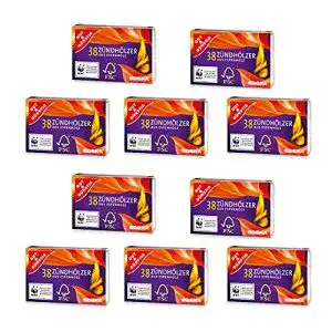 Streichhölzer Edeka 10 Packungen mit je 38 stabilen Zündhölzern für Grill und Kamin