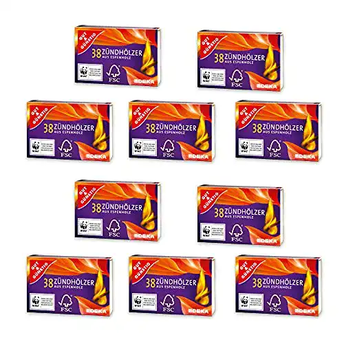 Streichhölzer Edeka 10 Packungen mit je 38 stabilen Zündhölzern für Grill und Kamin