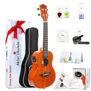 Konzert-Ukulele Aklot Elektrisch 23 Zoll mit EQ Vorverstärker