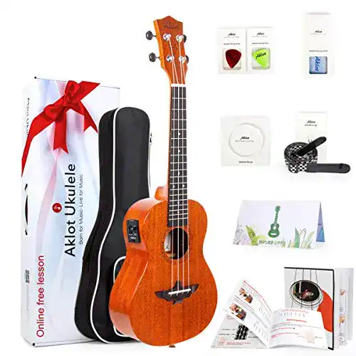 Konzert-Ukulele Aklot Elektrisch 23 Zoll mit EQ Vorverstärker