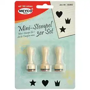 Motivstempel Meyco Holzstempel im 3er Set mit Stern, Herz und Krone