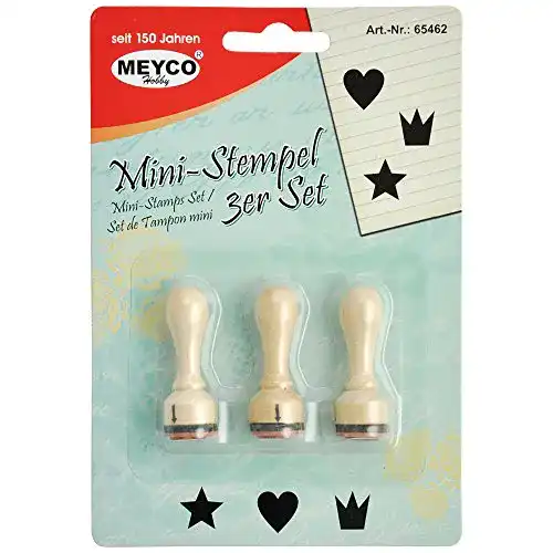 Motivstempel Meyco Holzstempel im 3er Set mit Stern, Herz und Krone
