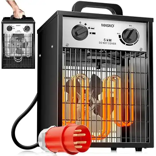 Heizlüfter 5 kW Masko Elektroheizer für Innen- und Außeneinsatz