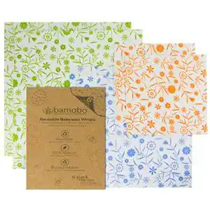 Bienenwachstücher Bamobo 6er Set aus Bio-Baumwolle für Lebensmittel