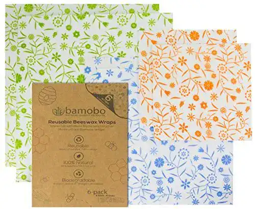 Bienenwachstücher Bamobo 6er Set aus Bio-Baumwolle für Lebensmittel