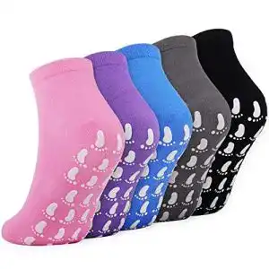 Jeasona Damen Socken 5 Paar Bunte Baumwolle mit ABS-Sohlen