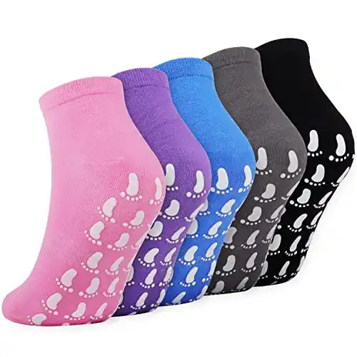 Jeasona Damen Socken 5 Paar Bunte Baumwolle mit ABS-Sohlen
