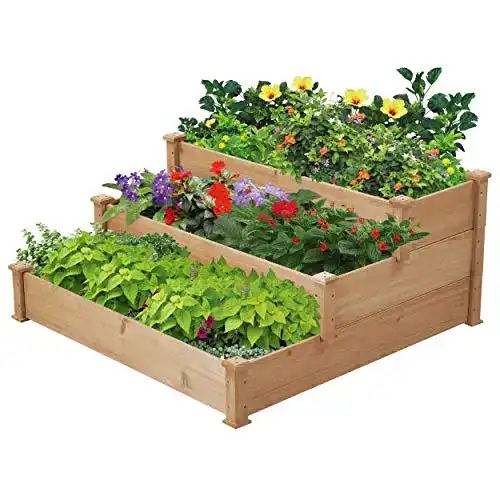 Stufenhochbeet Yaheetech aus Holz für Balkon und Garten