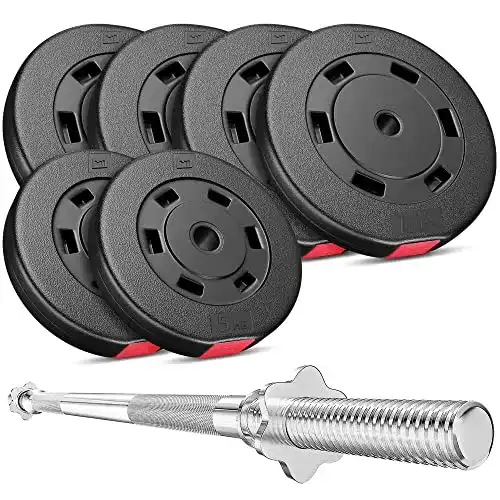 Langhantelstange Hop-Sport Hantelset 59 kg mit Gewichten