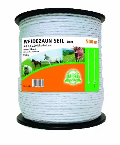 Weidezaunlitze Elektroseil aus PE Monofilen 500 m x 6 mm