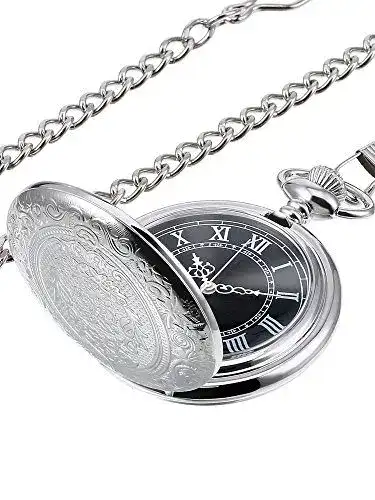 Taschenuhr Hicarer Herren Analog Quarz in Silber