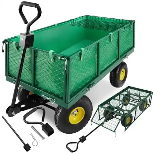 Rasentraktor Anhänger von TecTake als Bollerwagen oder Sackkarre