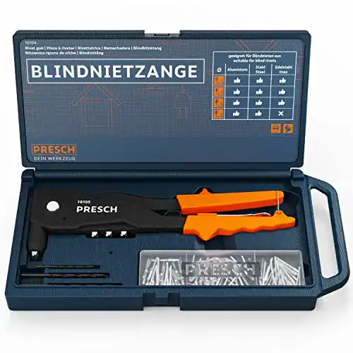 Blindnietzange Presch Set 79-teilig mit 75 Blindnieten im Koffer