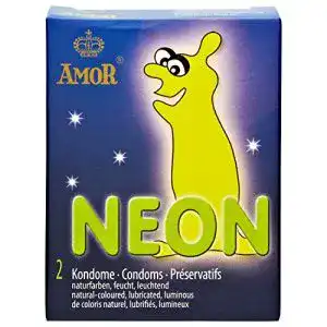 Amor Neon Kondome 2er Pack – Gummi-Kondome für sicheren Geschlechtsverkehr