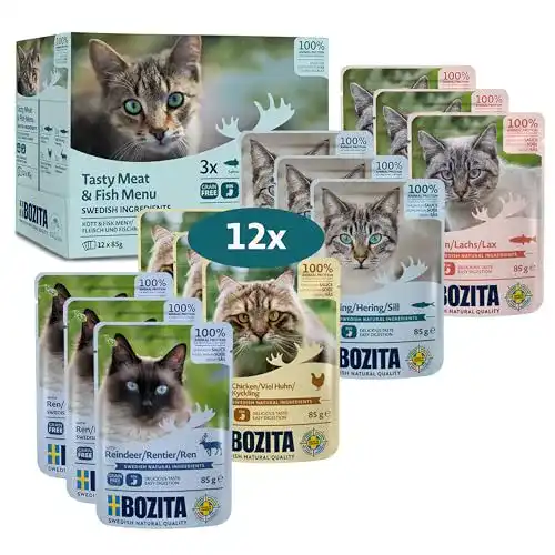Bozita Katzenfutter Multibox Mixpack mit Lachs, Hering und Huhn