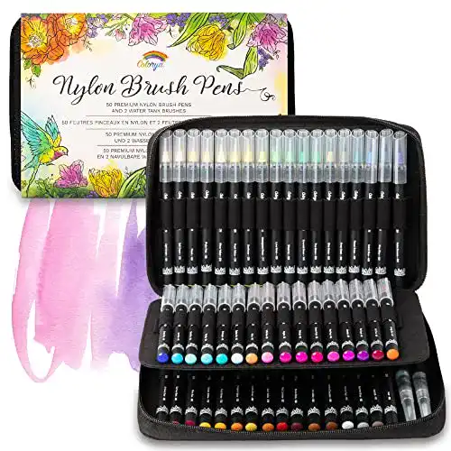 Pinselstifte Brush Pen Set von Colorya 50er Set mit Nylonspitze