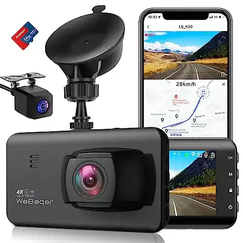 Dashcam mit Front- und Rückkamera und App-Steuerung