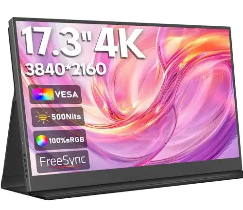 Hongo 17,3 Zoll 4K Portable Monitor Tragbarer Monitor für Laptop und PC