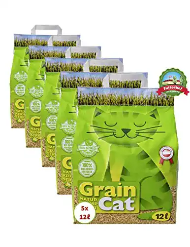 Katzenstreu Grain Cat Natur-Klumpstreu 5×12 L für Katzen
